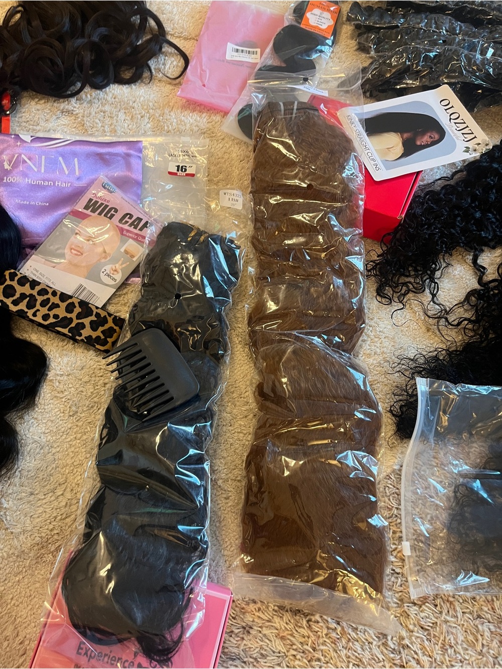 NWT Huge Assorted Hair Extensions & Wigs & Accessories both Human and Synthetic - Picture 3 of 13